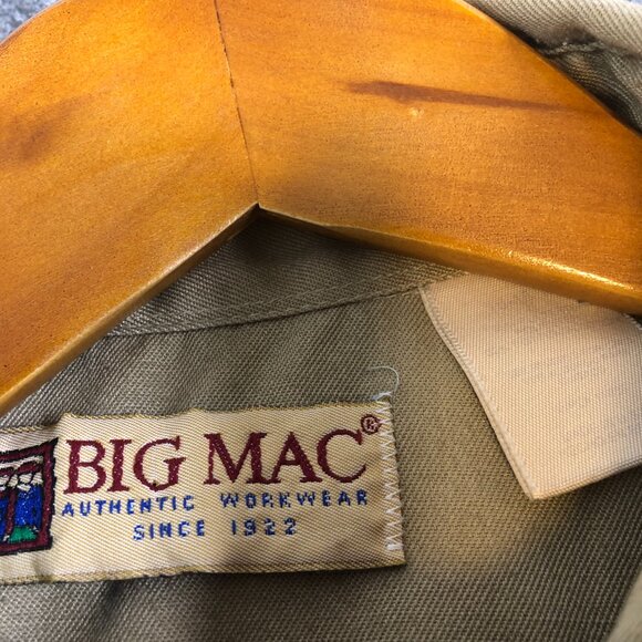 Vintage Big Mac Shirt Mens Large Beige Workwear Button Double Pocket 90s USA - Picture 2 of 10